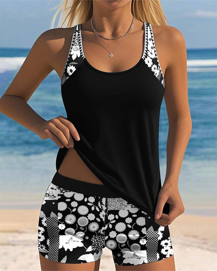 Women's Floral Racerback Tankini Swimsuit Set