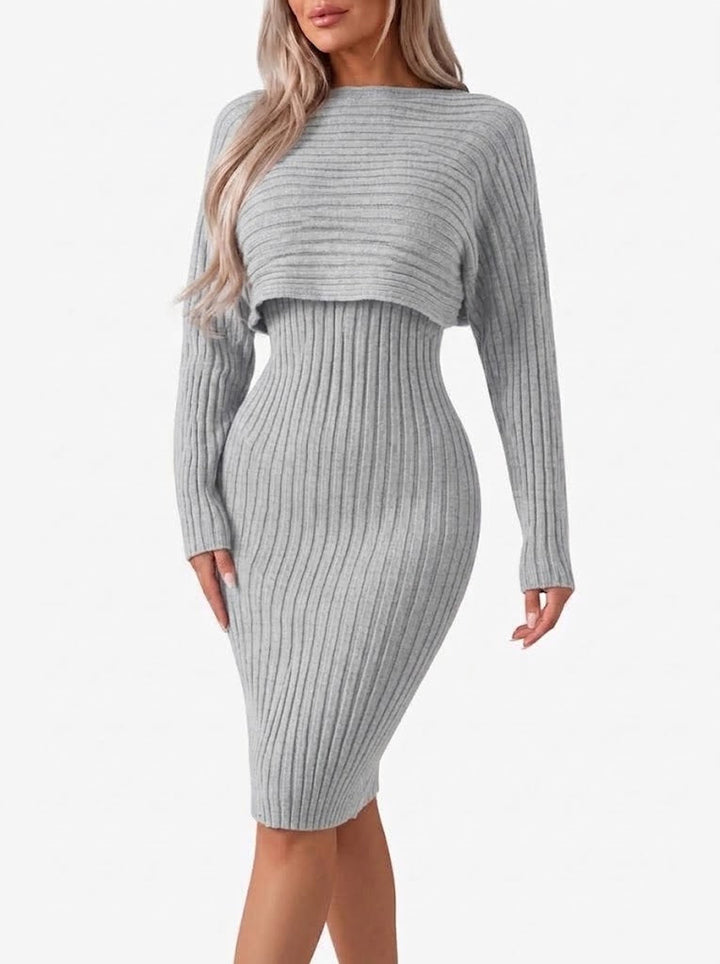 Women's Ribbed Midi Skirt Co-Ord Set with Cropped Top