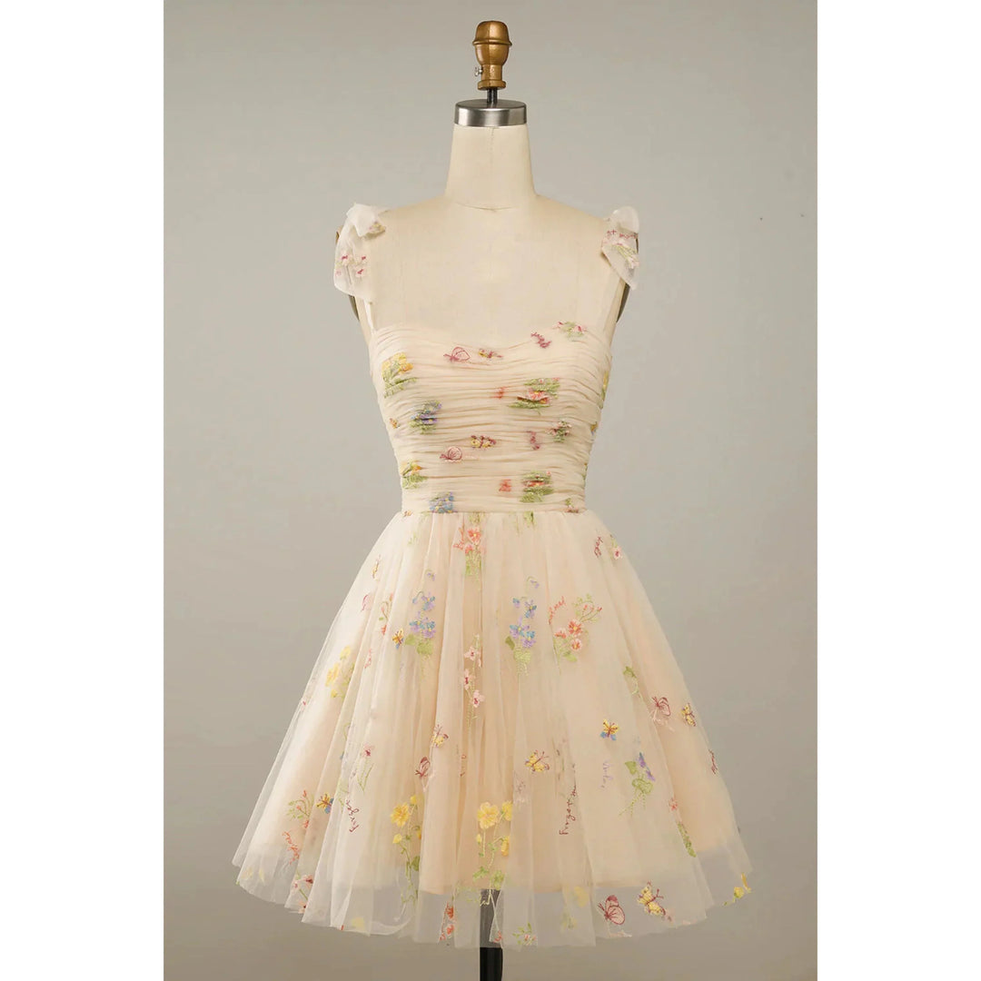 Isabella | Floral Embroidered Tulle Evening Dress