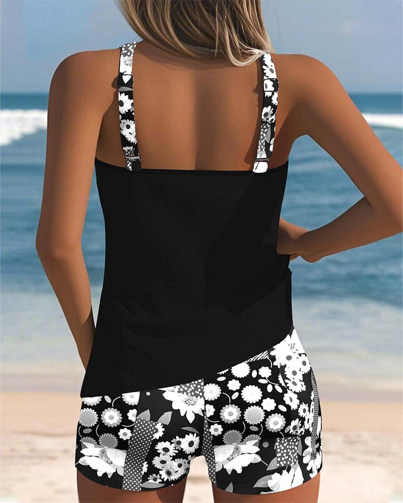 Women's Floral Racerback Tankini Swimsuit Set