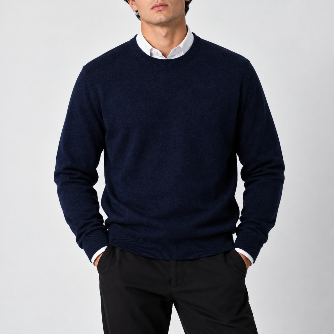 Men's Lightweight Crew Neck Jumper in Textured Knit