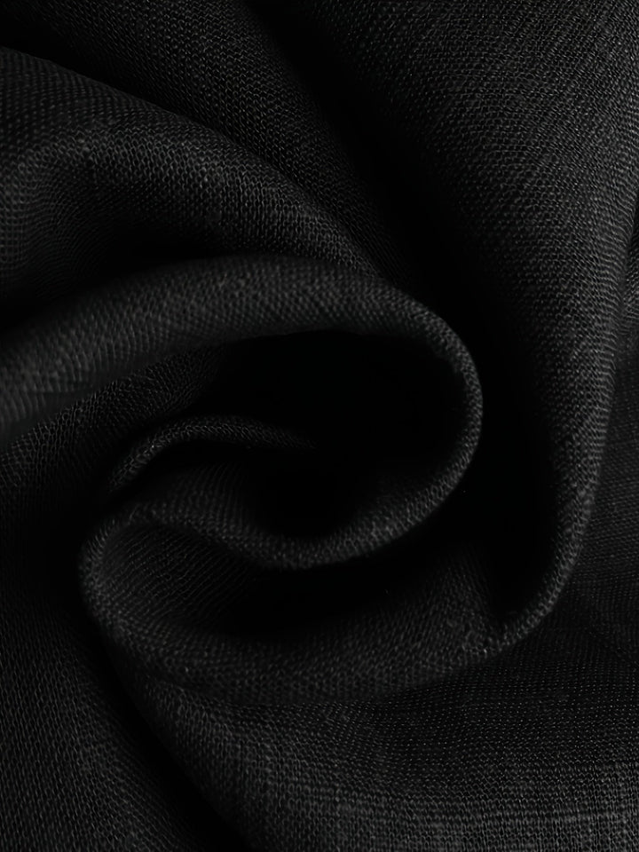 Men's Linen Straight-Leg Pants with Side Button Placket