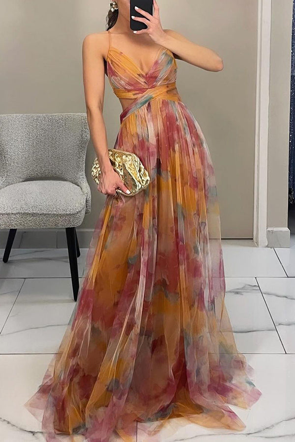 Women's Cut-Out Maxi Dress with Wrap Bodice