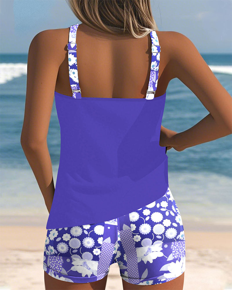 Women's Floral Racerback Tankini Swimsuit Set