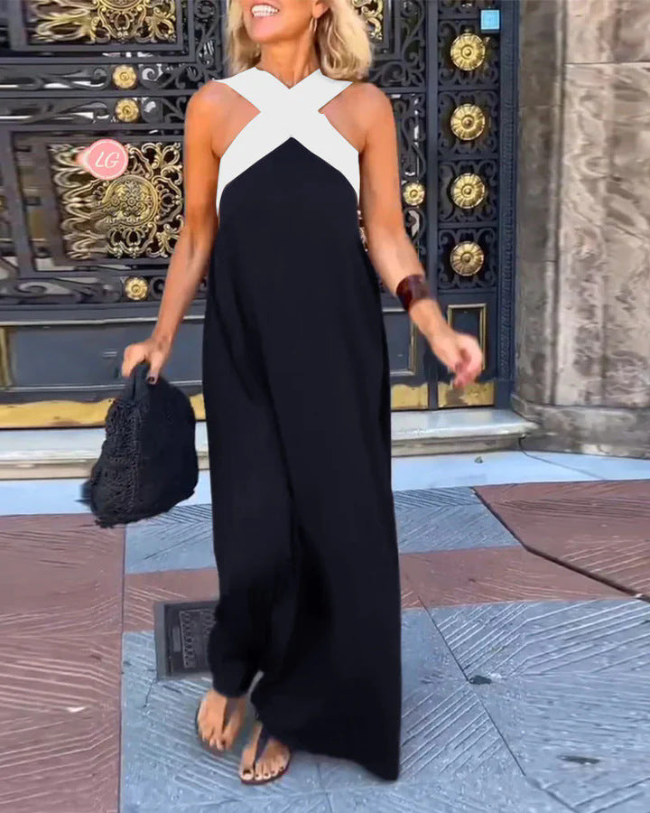 Cross Over Halter Neck Maxi Dress