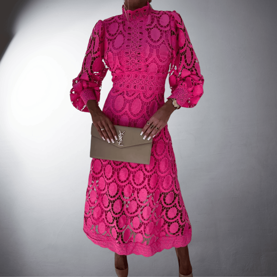 Alice | Occasion Crochet Lace Long Sleeve Midi Dress