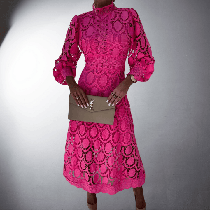 Alice | Occasion Crochet Lace Long Sleeve Midi Dress