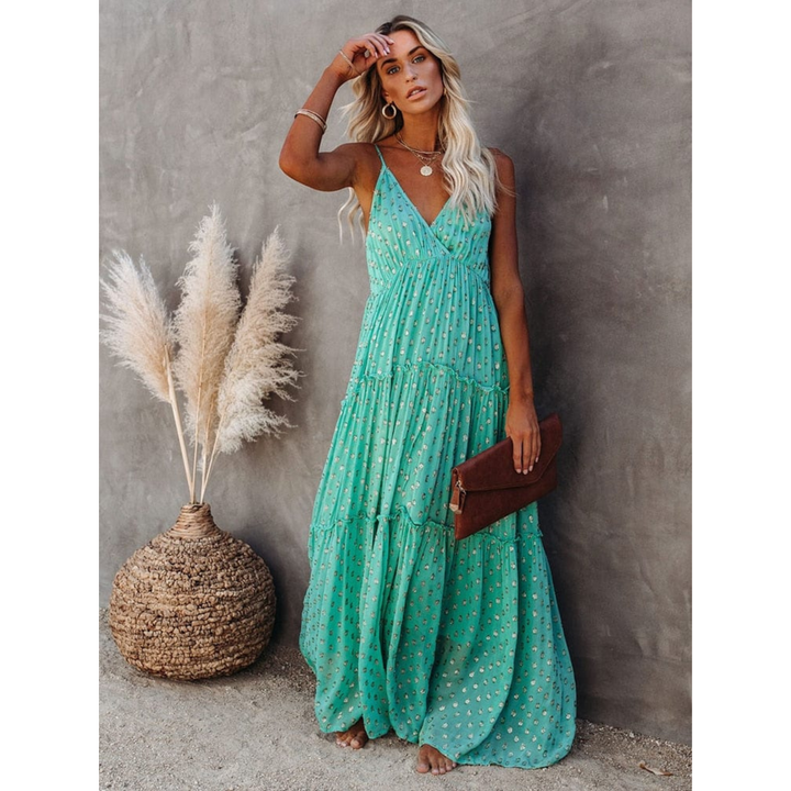 Sophia | Flowing Strappy Casual V-Neck Maxi Dress