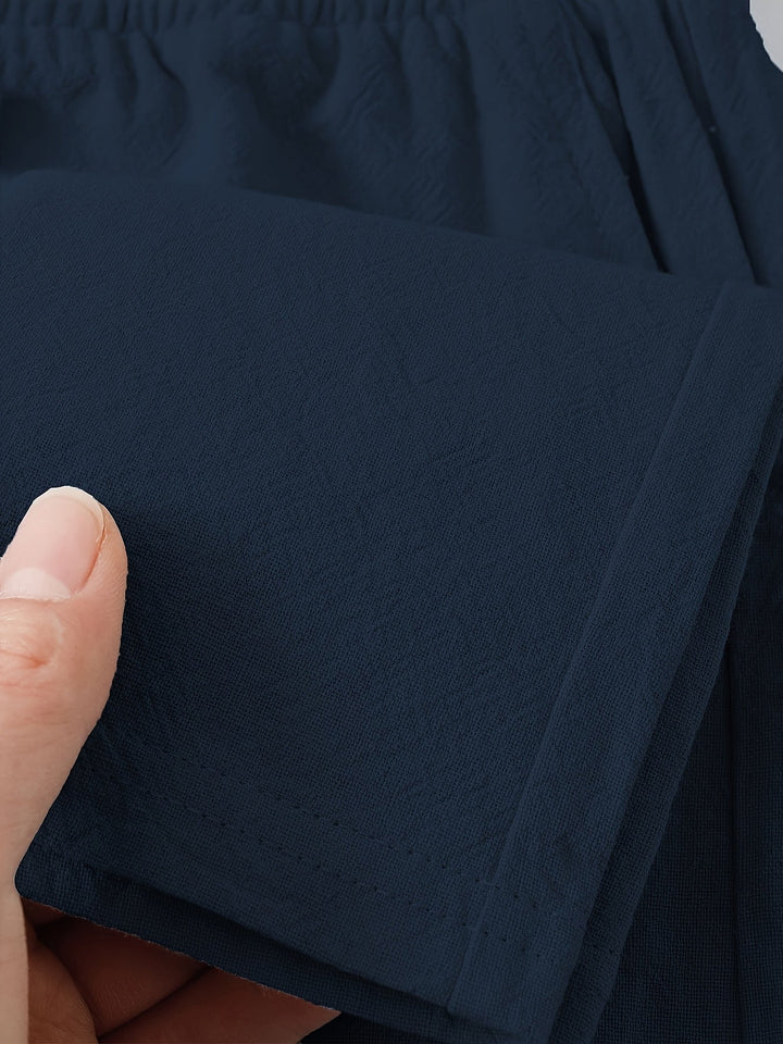 Men's Crinkled Linen Wide-Leg Drawstring Pants