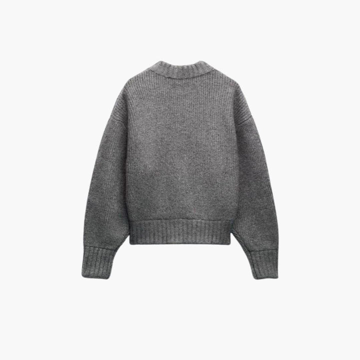 Hannah | Ribbed Zip Front Knit Cardigan