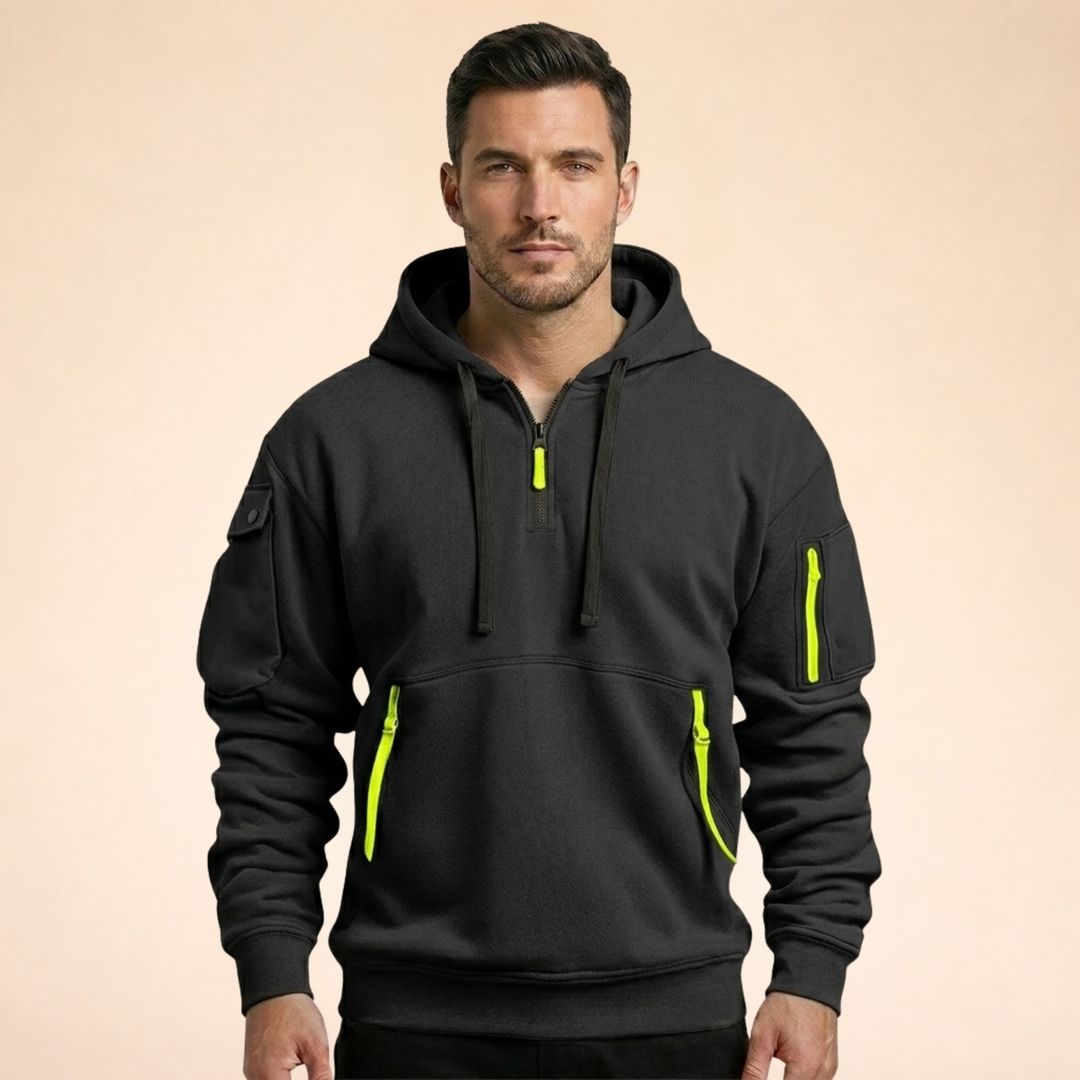 Men's Quarter-Zip Utility Hoodie with Cargo Pockets