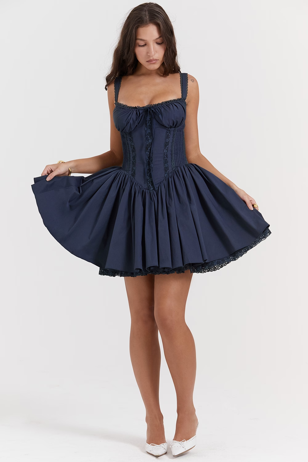 Rosalie | Corset Lace Trim Mini Dress