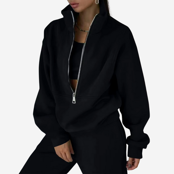 Women's Half-Zip Tracksuit with Ribbed Cuffs