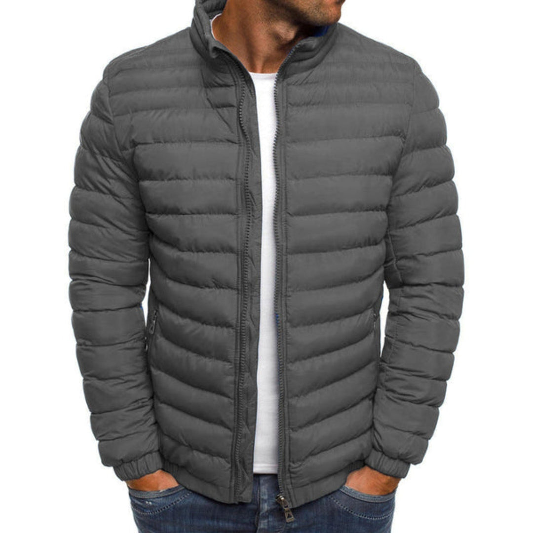 Men's Lightweight Puffer Jacket with Zip Front