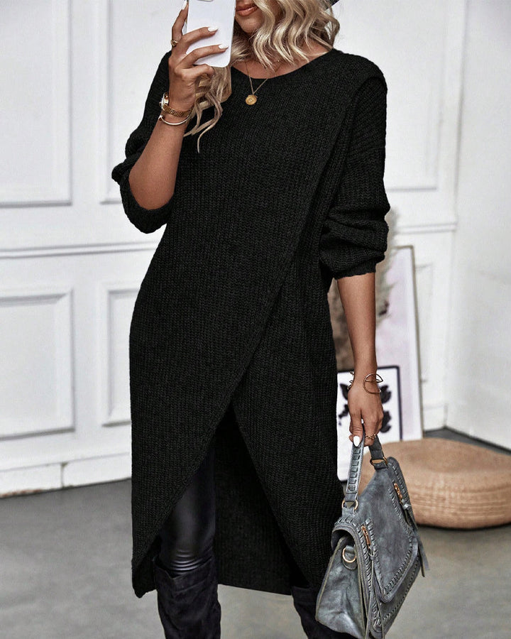 Women's Ribbed Jumper Dress with Side Slit