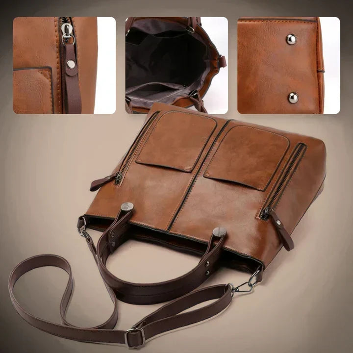Women's Tote Handbag with Front Zip Pockets