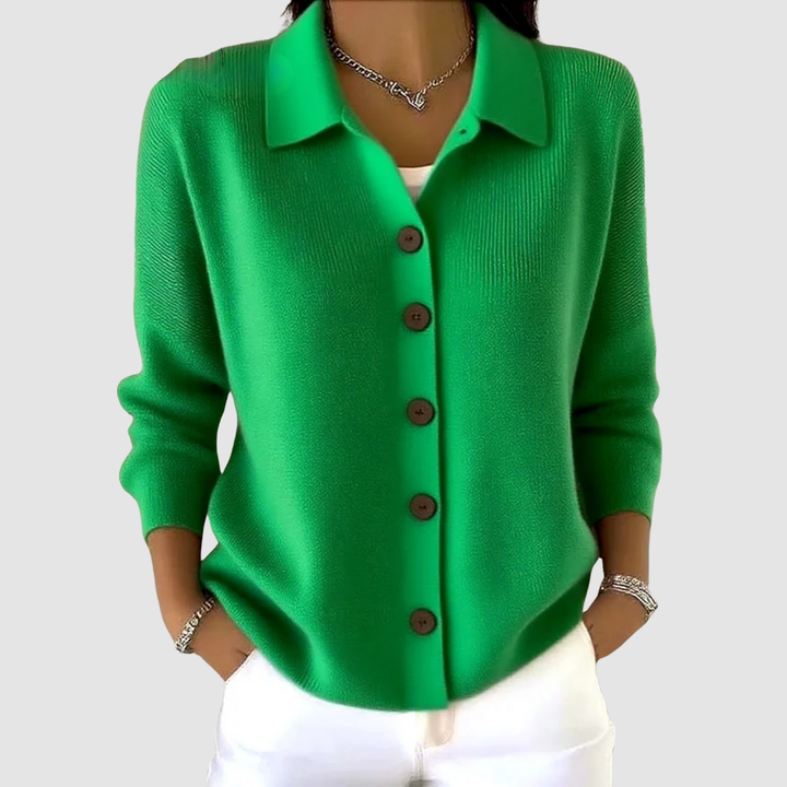 Chloe | Collared Button Front Knit Cardigan