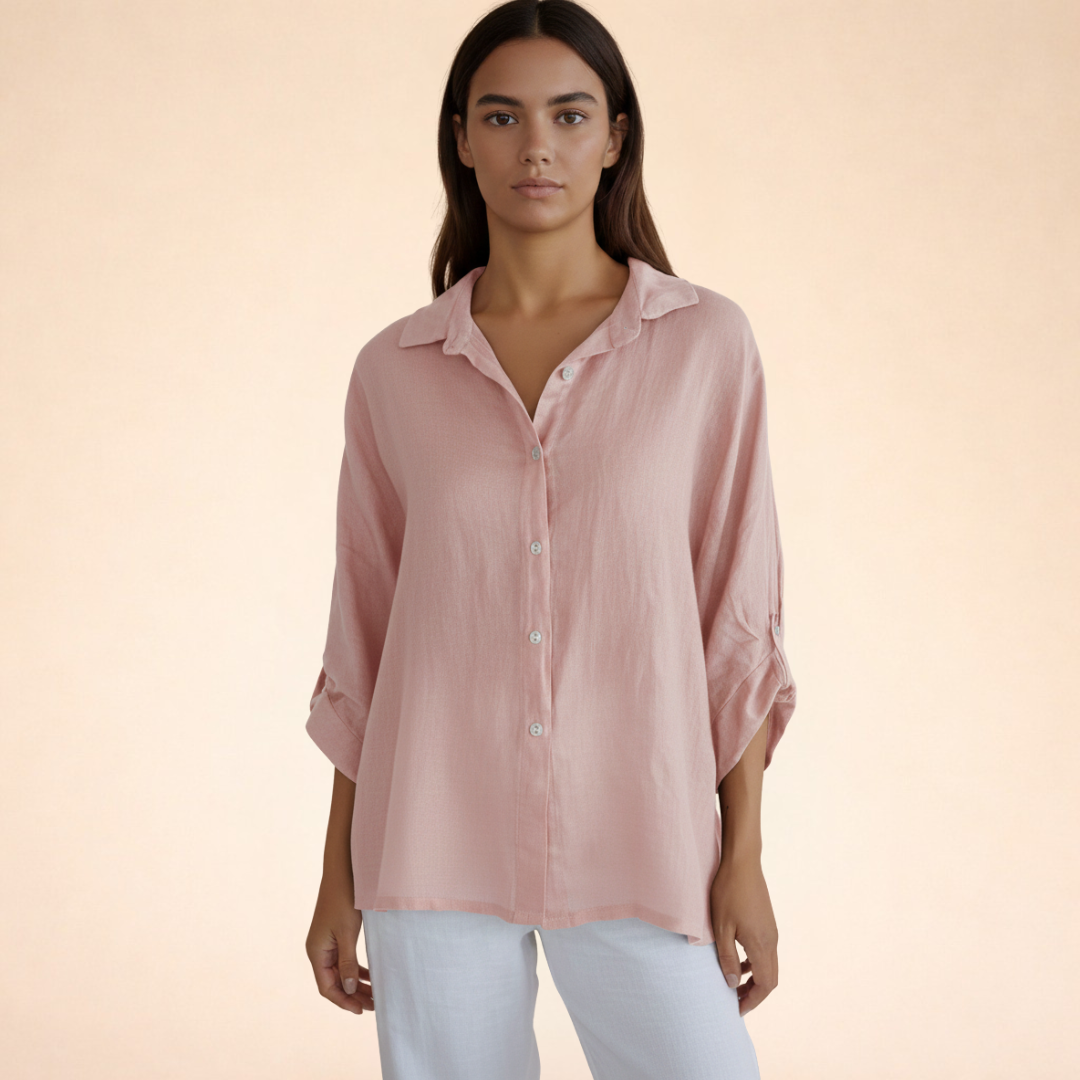 Women's Button Front Linen Blouse