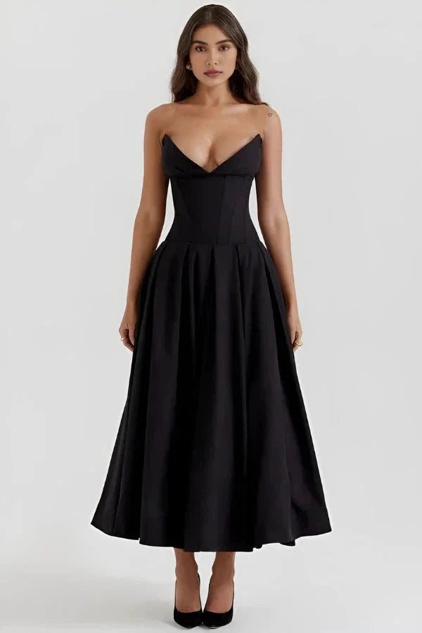 Strapless Corset Midi Dress for Women