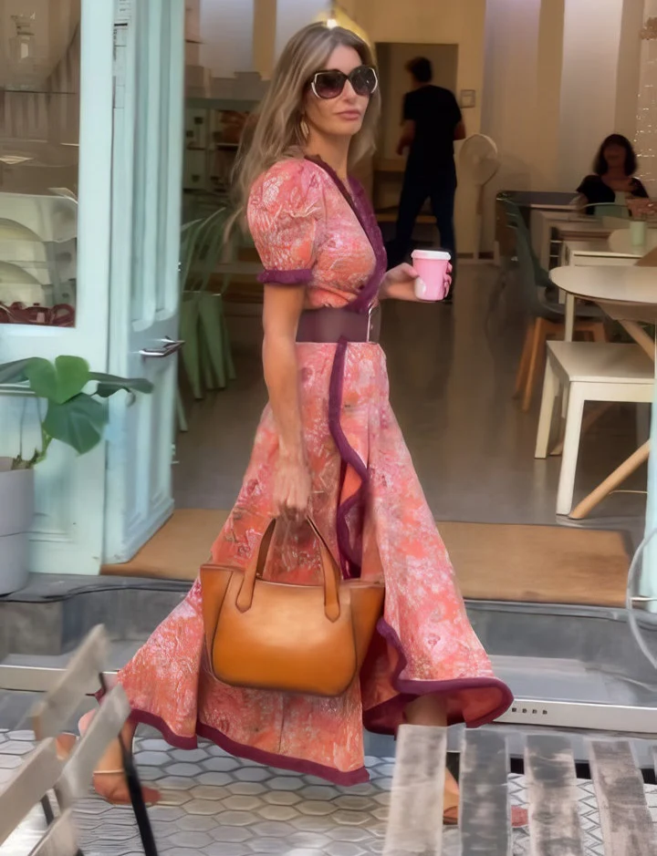 Estelle | Floral Puff Sleeve V Neck Maxi Dress