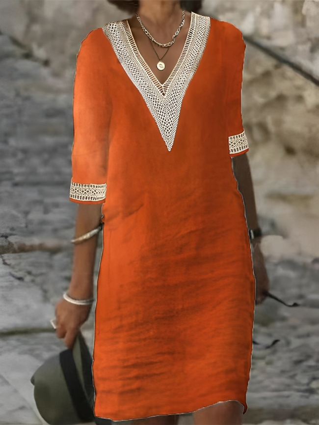 Serena | Lace Trim V-Neck Summer Dress