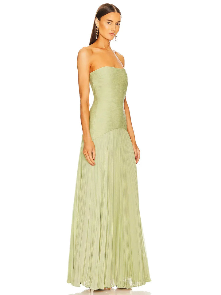 Clara | Formal Pleated Bandeau Maxi Dress