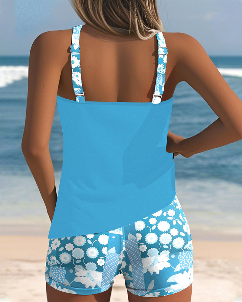 Women's Floral Racerback Tankini Swimsuit Set