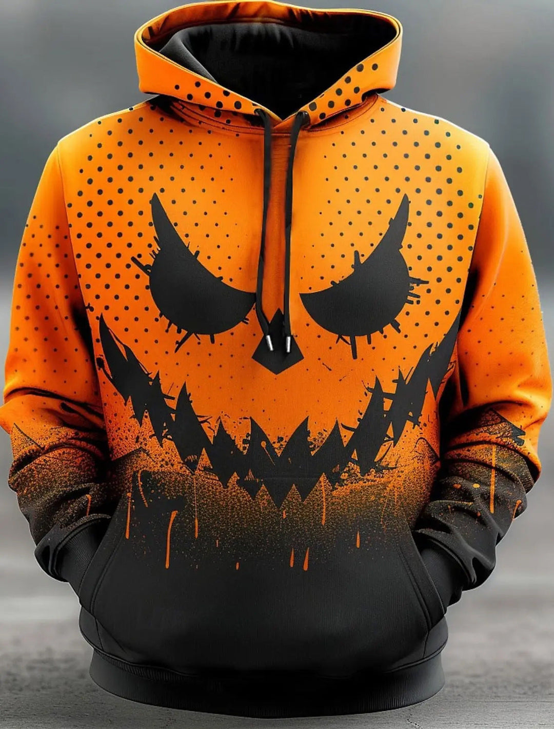 Men's Halloween Pumpkin Print Hoodie with Kangaroo Pocket