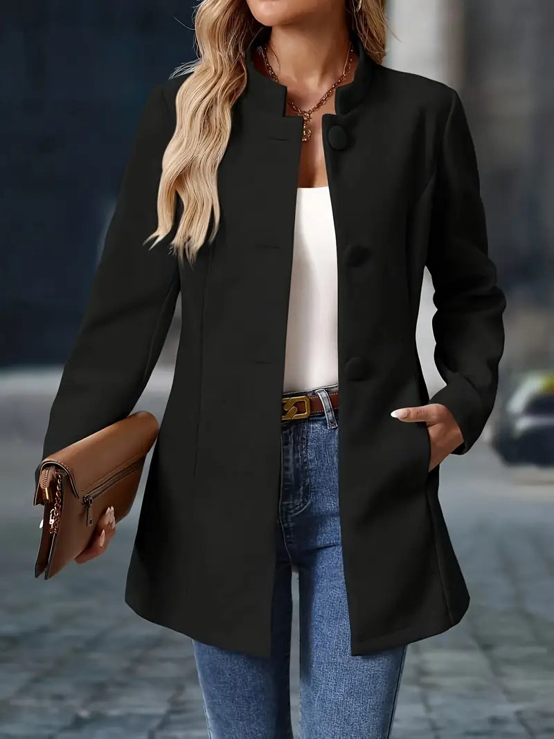Eleanor | Tailored Collarless Button Front Coat