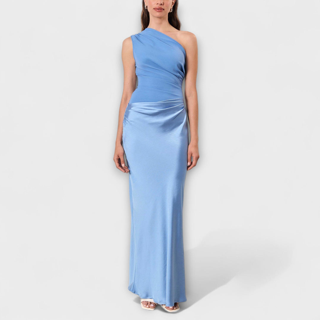 Alessia | Satin One Shoulder Evening Maxi Dress