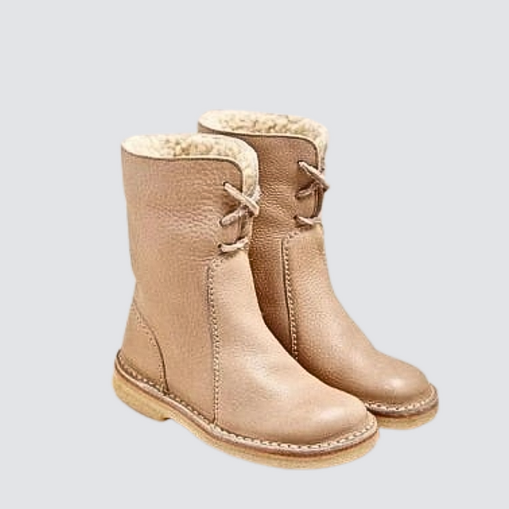 Women's Leather Shearling-Lined Ankle Boots with Fold-Over Cuff