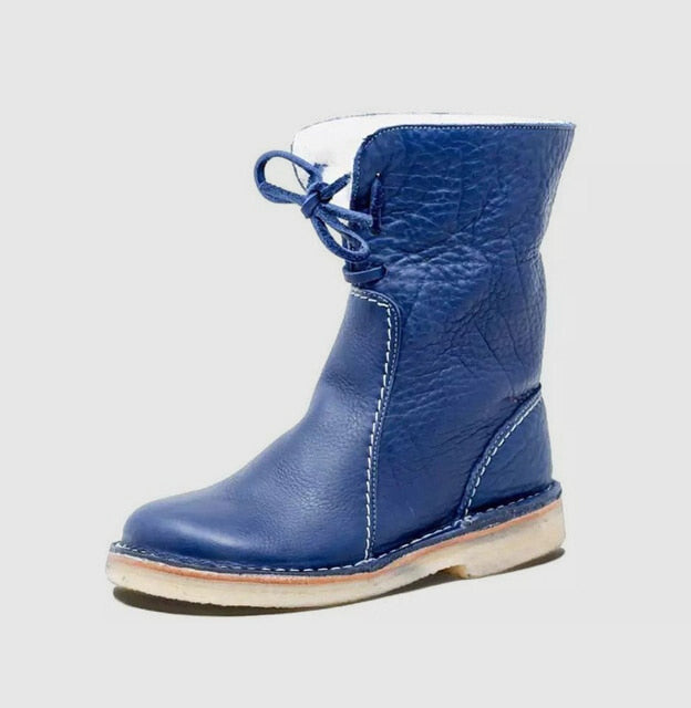 Women's Leather Shearling-Lined Ankle Boots with Fold-Over Cuff