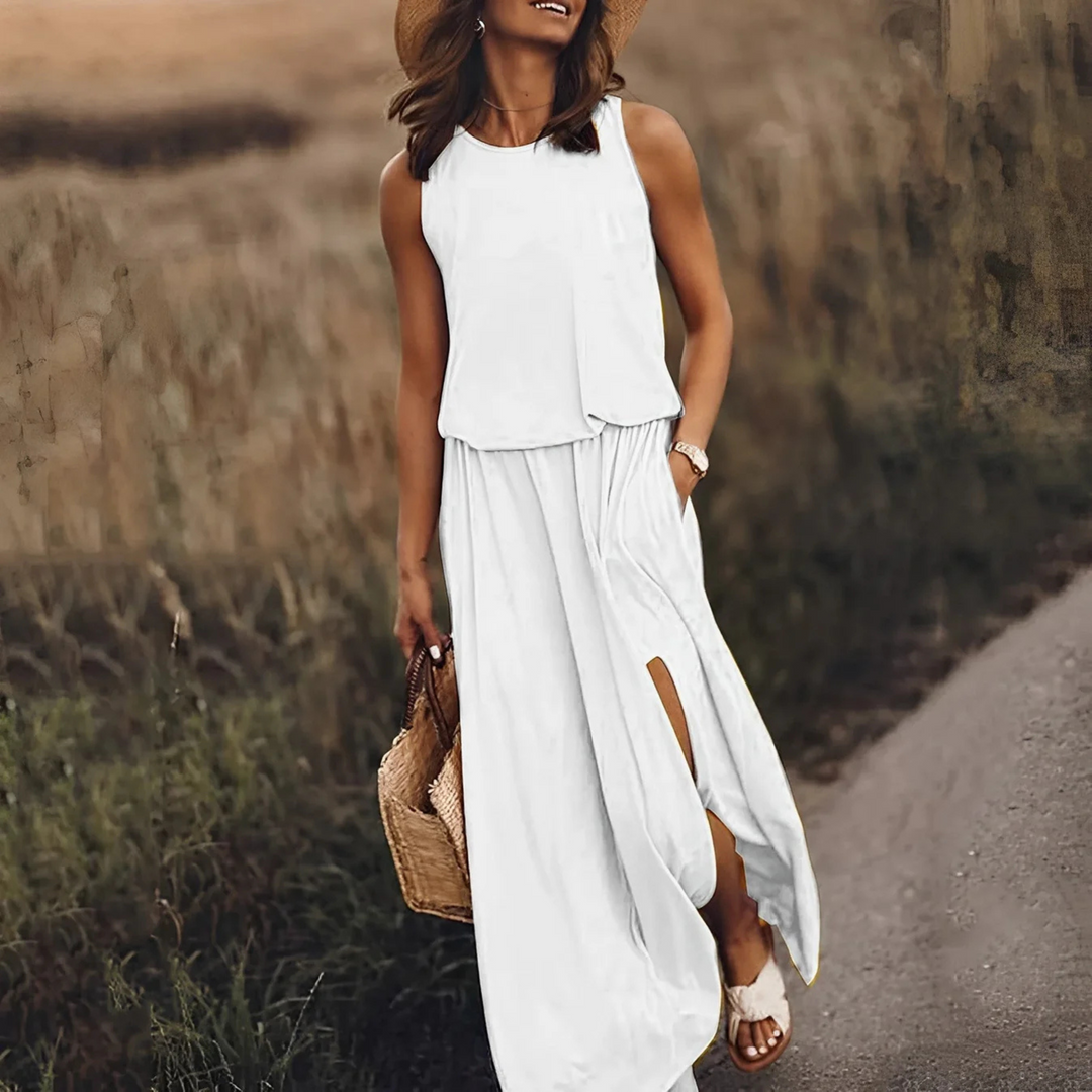 Charlotte | Sleeveless Split Hem Casual Maxi Dress