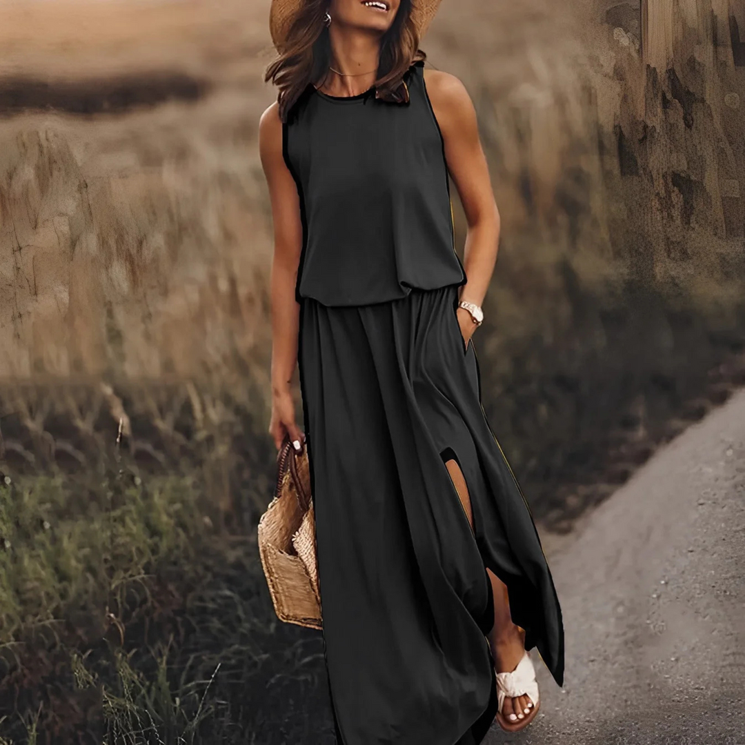 Charlotte | Sleeveless Split Hem Casual Maxi Dress