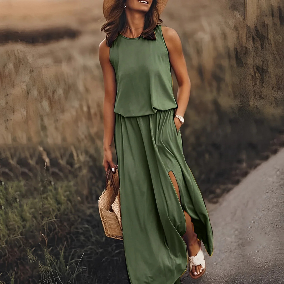 Charlotte | Sleeveless Split Hem Casual Maxi Dress
