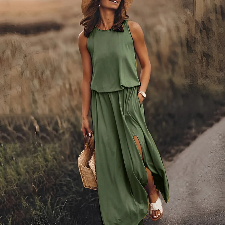 Charlotte | Sleeveless Split Hem Casual Maxi Dress