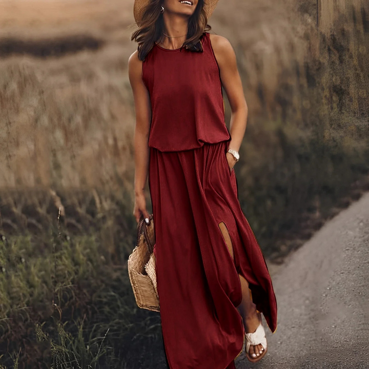Charlotte | Sleeveless Split Hem Casual Maxi Dress