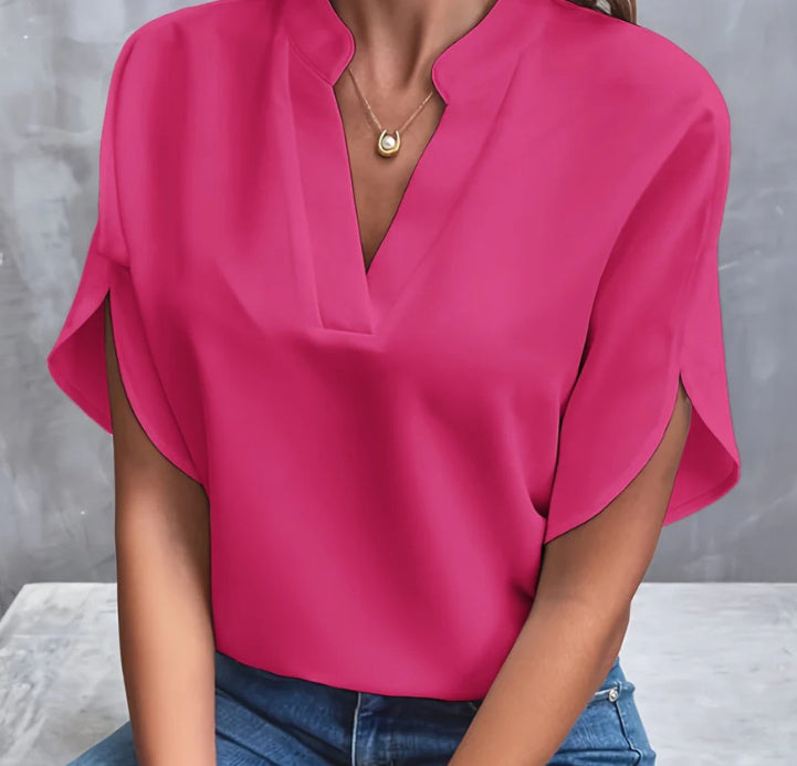 Relaxed Fit V Neck Blouse
