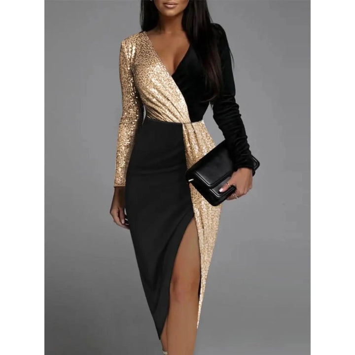 Victoria | Sequin Wrap Evening Midi Dress