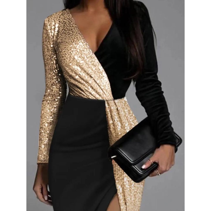 Victoria | Sequin Wrap Evening Midi Dress