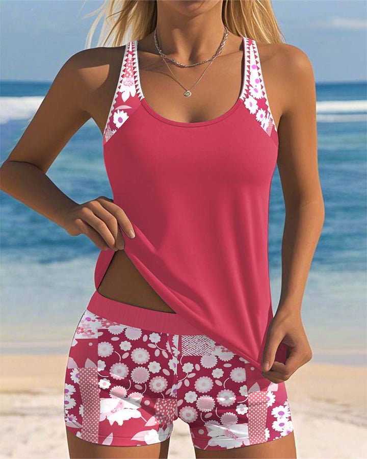 Women's Floral Racerback Tankini Swimsuit Set