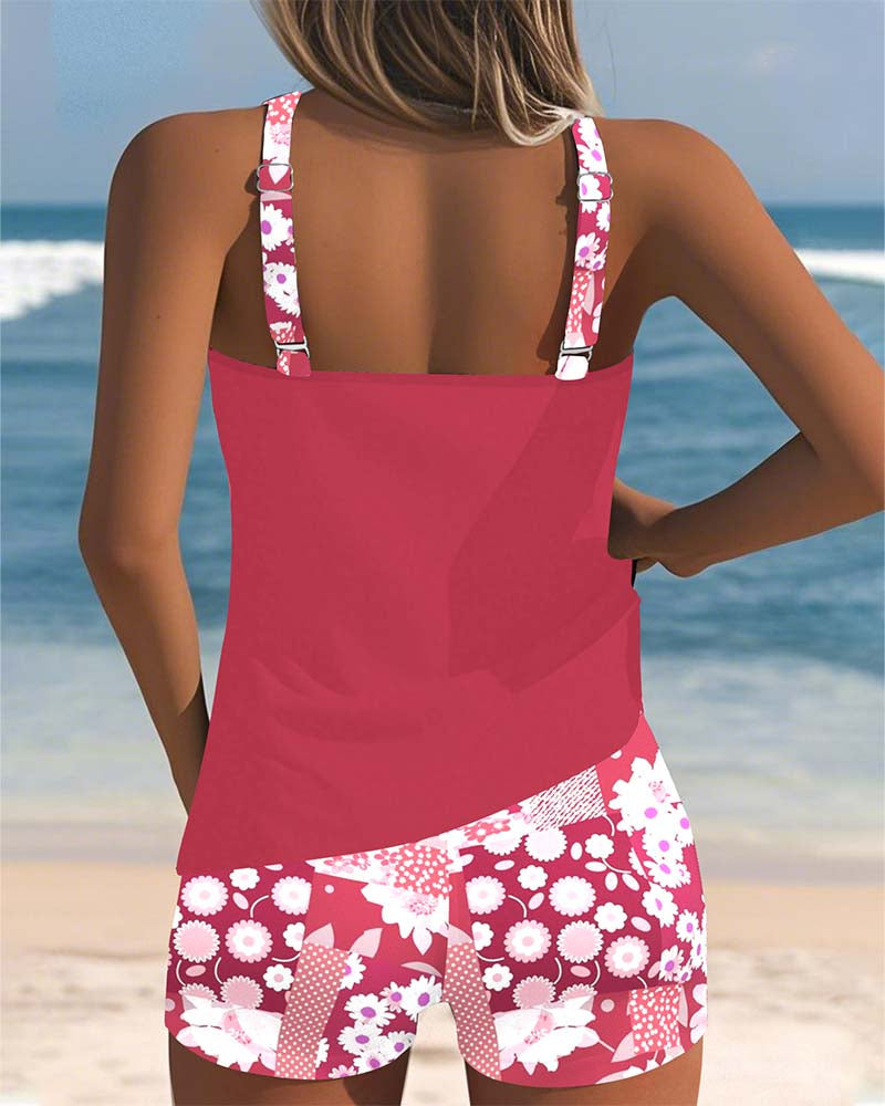 Women's Floral Racerback Tankini Swimsuit Set