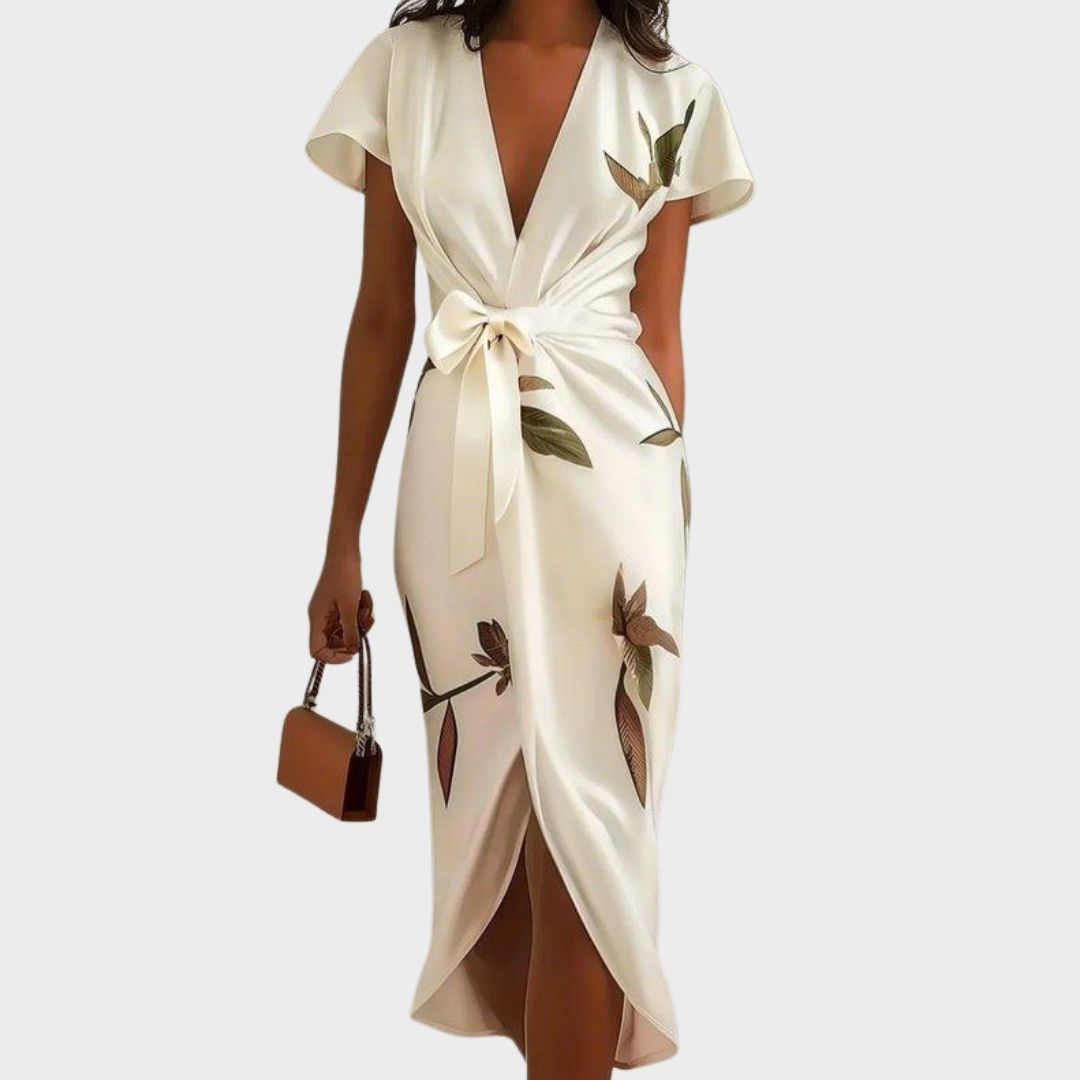 Women's Floral Maxi Wrap Dress with Tie Waist
