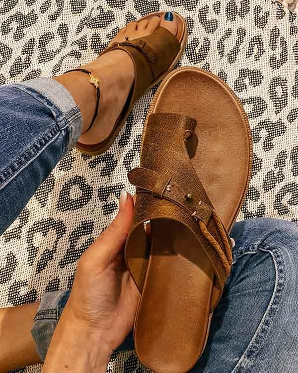 Women's Orthopedic Leather Toe-Post Sandals