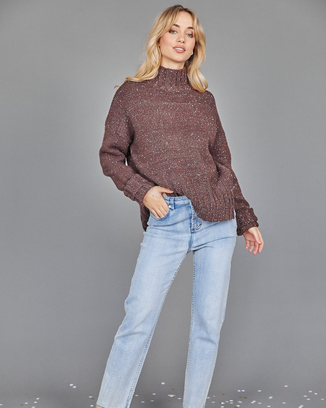 Oversized Turtleneck Knit Sweater