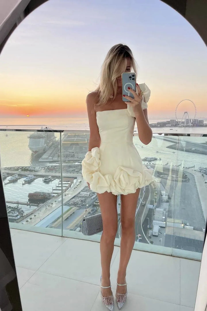 Arabella | Strapless Ruffle Hem Cocktail Dress