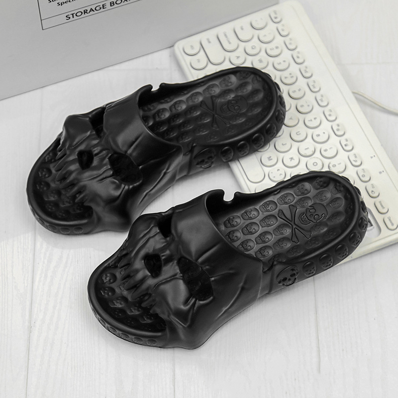 Women's Skull Face Halloween Slippers with Novelty Design