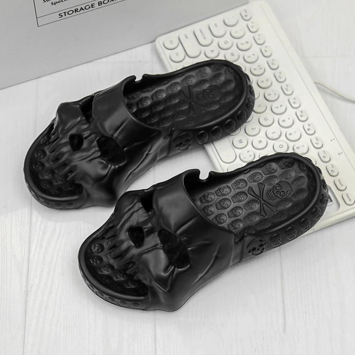 Women's Skull Face Halloween Slippers with Novelty Design