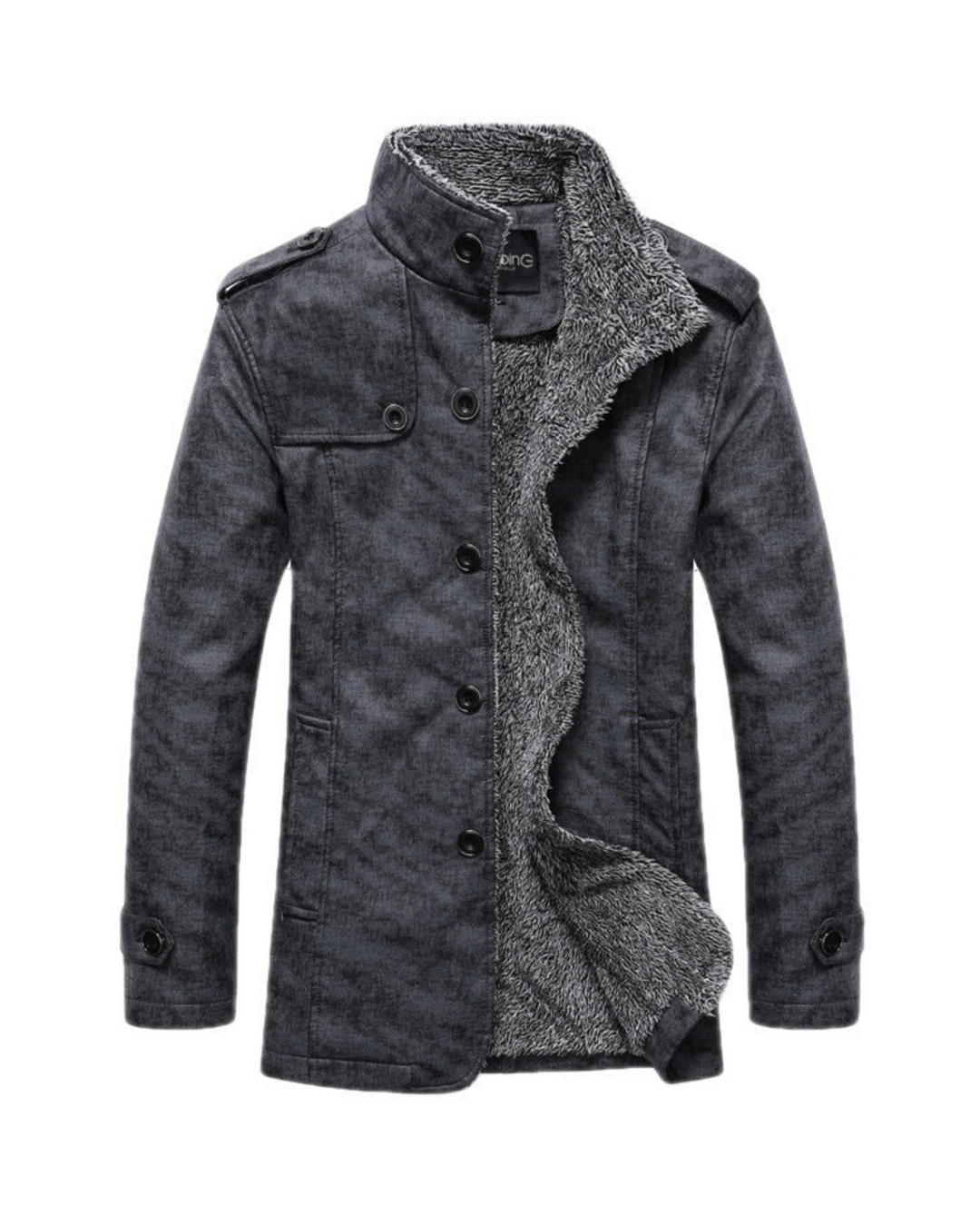 Men's Sherpa-Lined Winter Jacket with Stand Collar