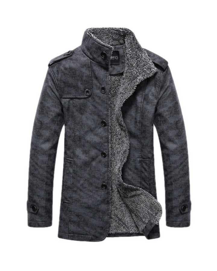 Men's Sherpa-Lined Winter Jacket with Stand Collar